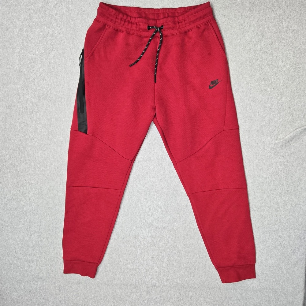 Nike Men Activewear Pants L Red Tech Fleece Jogger